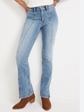 EDGELY Flare Front Seam High Rise Jeans 10 Boho Stretch 70s Flattering